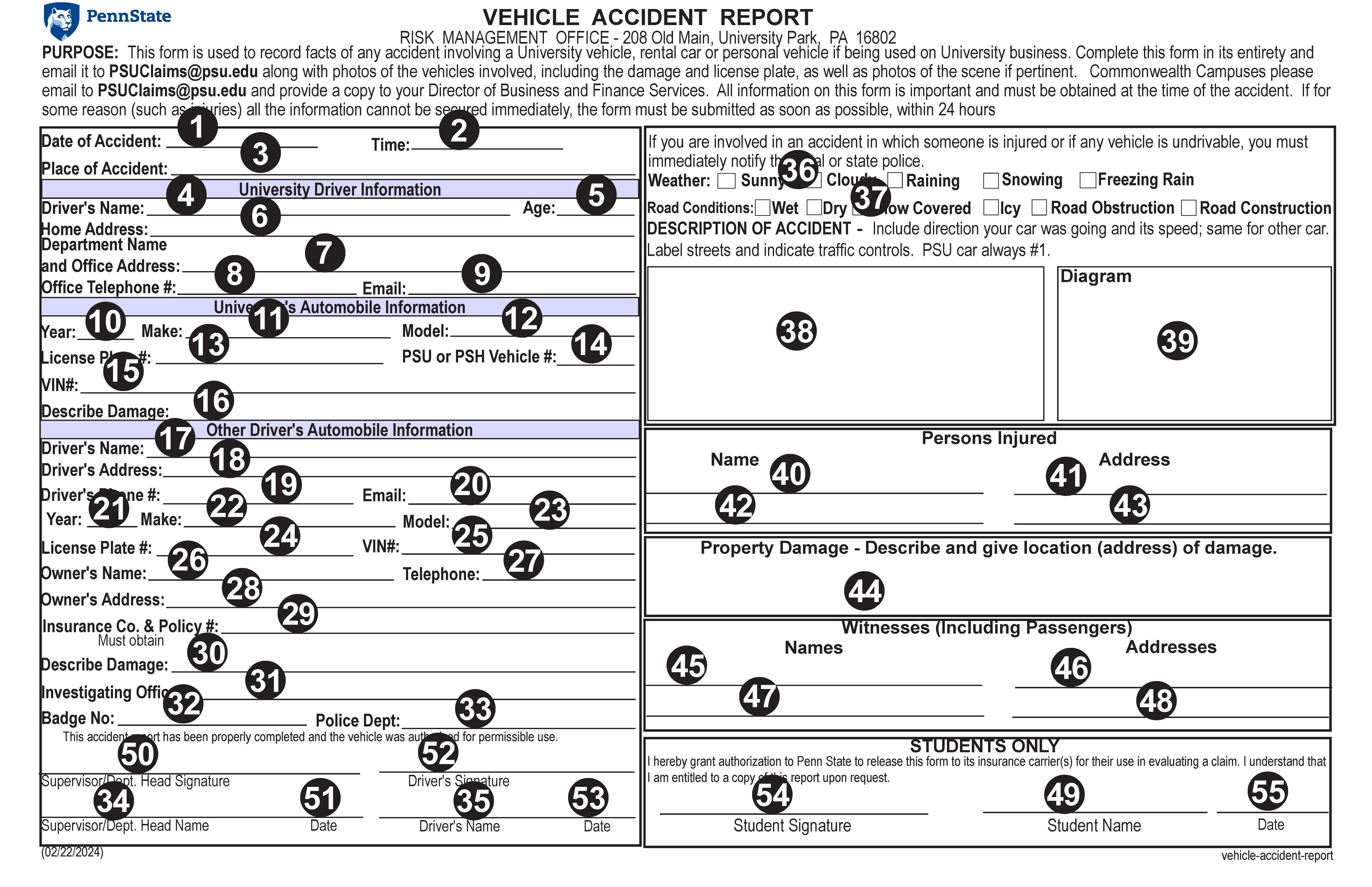 Image Of Vehicle Accident Report Form